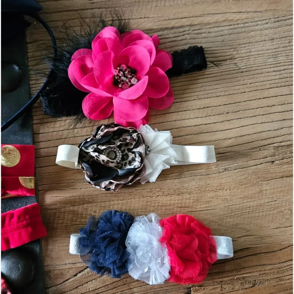 12 piece infant girl headband and baret set